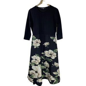 Julia Jordan Floral Sweater Dress Midi Women's Large Fit & Flare A-Line NWT